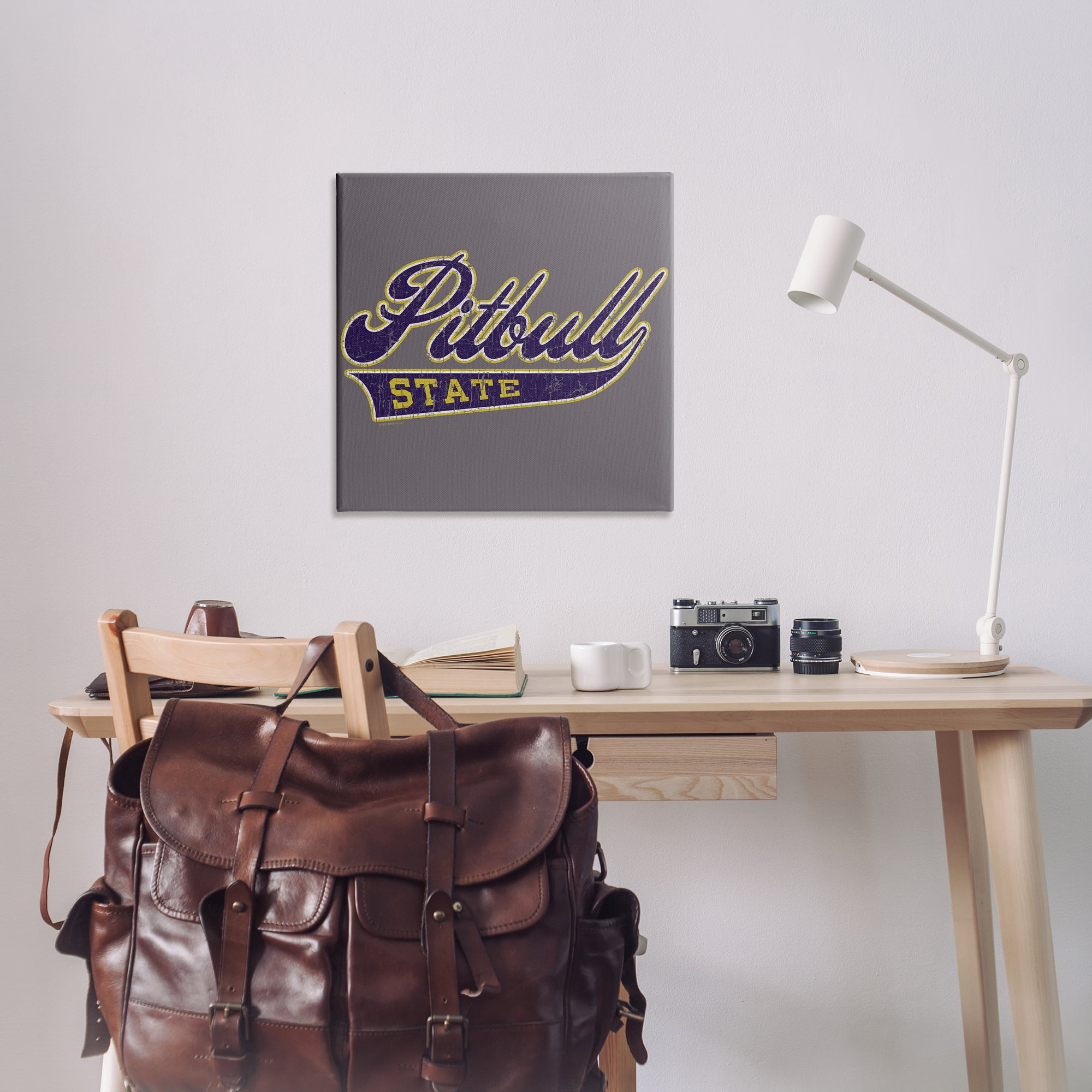 Stupell Industries Varsity Style Pitbull State Novelty & Humor Painting Wrapped Canvas Art Print Wall Art, 30 x 30