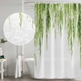 thumbnail image 5 of Green Shower Curtain, Waterproof Shower Curtains for Bathroom, Summer Botanical Leaves Watercolor Washable Fabric Bathtub Curtain Set Bath Decor with 12 Hooks 72"x78", 5 of 8