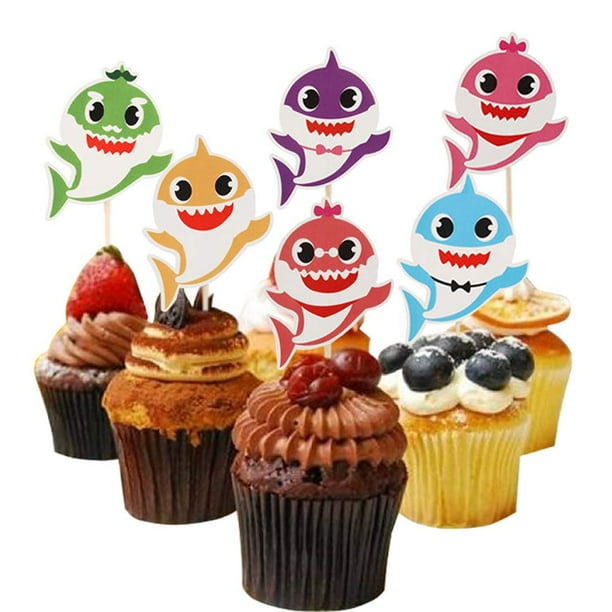 30pcs Shark Cake Cupcake Toppers Shark Picks For Kids Baby 1st Birthday Boy Girl Baby Shower Happy Birthday Shark Themed Party Decorations Supplies Walmart Com Walmart Com