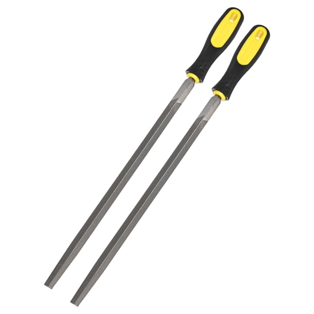 Uxcell 2-Pack Lima Metálica Triangular de 12 Pulgadas, Lima de Acero de Alto Carbono con Mango