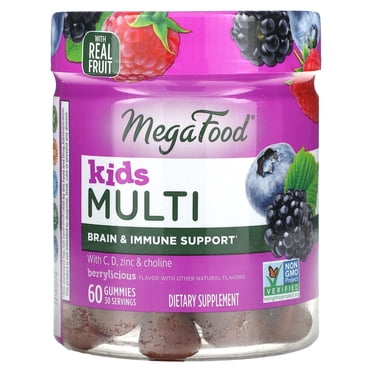 MegaFood Kids Multivitamin Gummies - Zinc, Choline & Vitamins C & D - Age 4  - 30 Servings