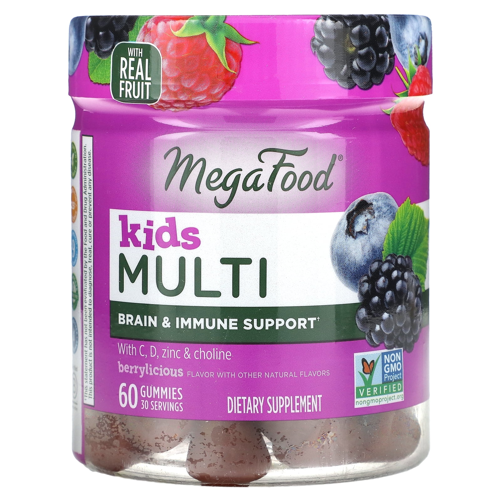 MegaFood Kids Multivitamin Gummies - Zinc, Choline & Vitamins C & D - Age 4+ - 30 Servings