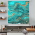 thumbnail image 5 of Turquoise Marble Sheer Curtains 45 Inches Long, Farmhouse Modern Abstract Aesthetic Light Filering Curtains, Breathable Simi Curtain Privacy Drapes for Kitchen Bathroom Small Window Treatment, 5 of 9