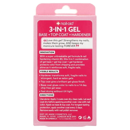 NAIL-AID 3-in-1 Gel Base + Top Coat + Hardener, 0.55 fl oz