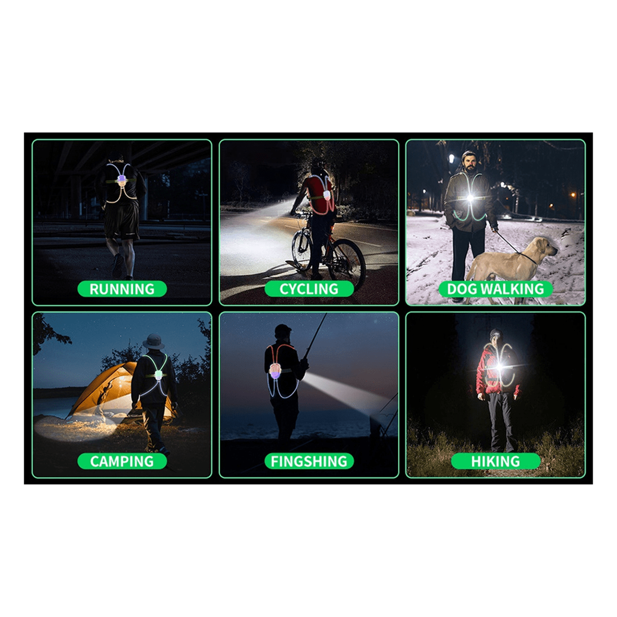 Night Outdoor Sport LED Vest 360° Reflective High Visibility Flash Safety LED Fiber Optic Night Running Riding Colorful,1 * Strap-Type Led Running Light 1 * Power Cord
