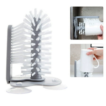 

Gecheer Bottle Cleaning Brush Glass Washer Brush Cleaner Glass Cup Washer with Suction Base Bristle Brush for Glass Cup