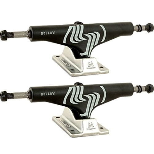Silver M-Hollow Skateboard Trucks Black/Raw with Silver - Hanger 5.5" Axle 8.25" (Set of 2)