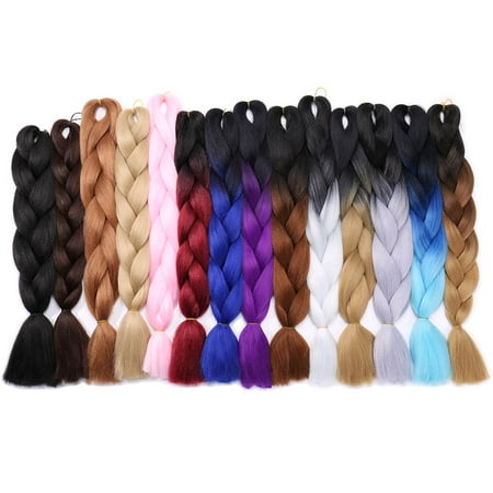 S-noilite Jumbo Braiding Hair Extensions High Temperature Kanekalon Synthetic Ombre Twist Hair Multiple Tone Colored Jumbo Braiding Hair ,dark (Best Place To Get Ombre Hair)