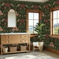 thumbnail image 4 of Floral Peel and Stick Wallpaper 23.6in x 9.8ft Vintage Floral Birds Red Flowers Dark Contact Paper Vinyl Waterproof Self Adhesive Wall Paper for Bedroom Shelf Cabinet Renter Friendly, 4 of 8
