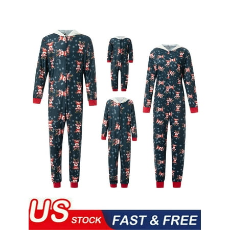 

Family Matching Christmas Pajamas Set Sleepwear Jumpsuit Hoodie with Hood Matching Holiday PJ s for Family