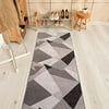Size Geometric Triangles Design Gray Color Rubber Backed Non-Slip Hallway Stair Runner Rug Carpet 26 Or 31 Inch Wide By Your Length 26In X 20Ft