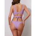 thumbnail image 3 of DARING DIVA Women's Wide Strap O Ring Cut Out Bikini Sets X-Small Purple, 3 of 6