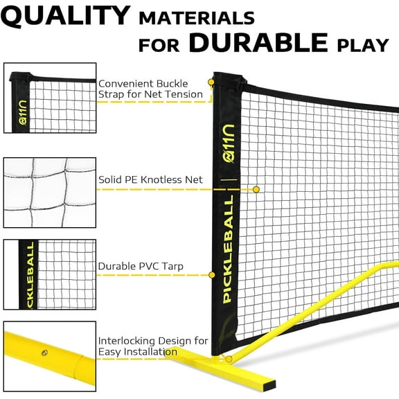 Portable Pickleball Net System, Official Regulation Size with Metal Frame and PE Net, Includes Carrying Bag