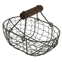 WEAVILUX Premium Iron and Wood Storage Basket for Bread and Fruit - Black
