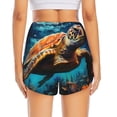 thumbnail image 2 of Lsque Colorful Flower Sea Turtle Printed Women's Running Shorts with Liner Pockets,Elastic Quick Dry Workout Athletic Gym Yoga Shorts,Womens High Waist Shorts-Large, 2 of 9