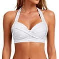 thumbnail image 2 of Crisscross Front Halter Bikini Top with Push-Up Lift and Soft Padding, Awesome For Beach Vacations Pool Parties White M, 2 of 5