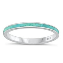 CHOOSE YOUR COLOR Simulated Turquoise Ring .925 Sterling Silver Stacking Band Blue CZ Female Size 5