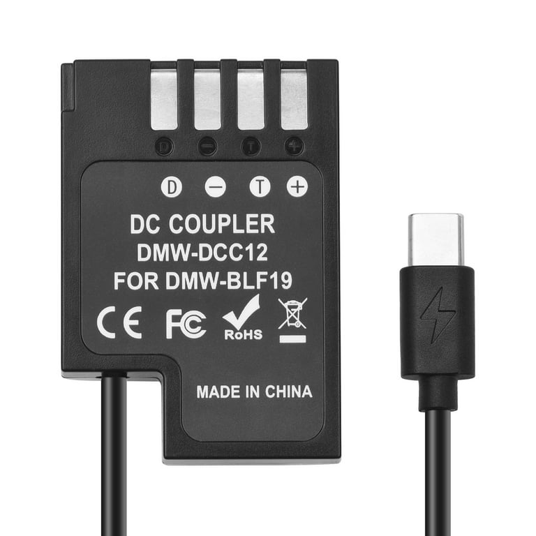 Andoer DMW-DCC12 Dummy Battery USB-C Coupler Adapter BLF19 Dummy