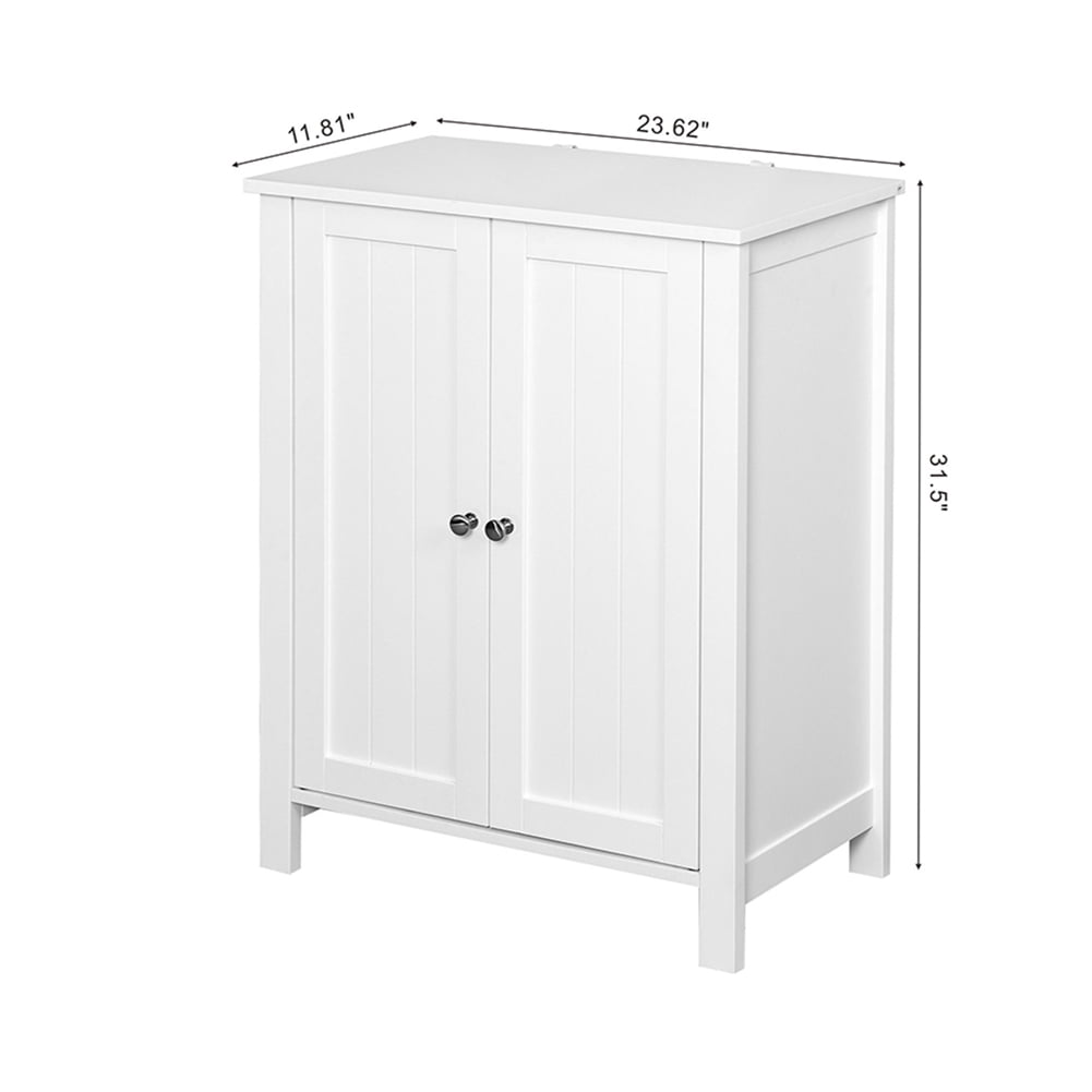 Kadyn Bathroom Floor Storage Cabinet, Freestanding White Cabinet with Double Door Adjustable Shelf, Kitchen Sideboard Buffet Cupboard for Entryway