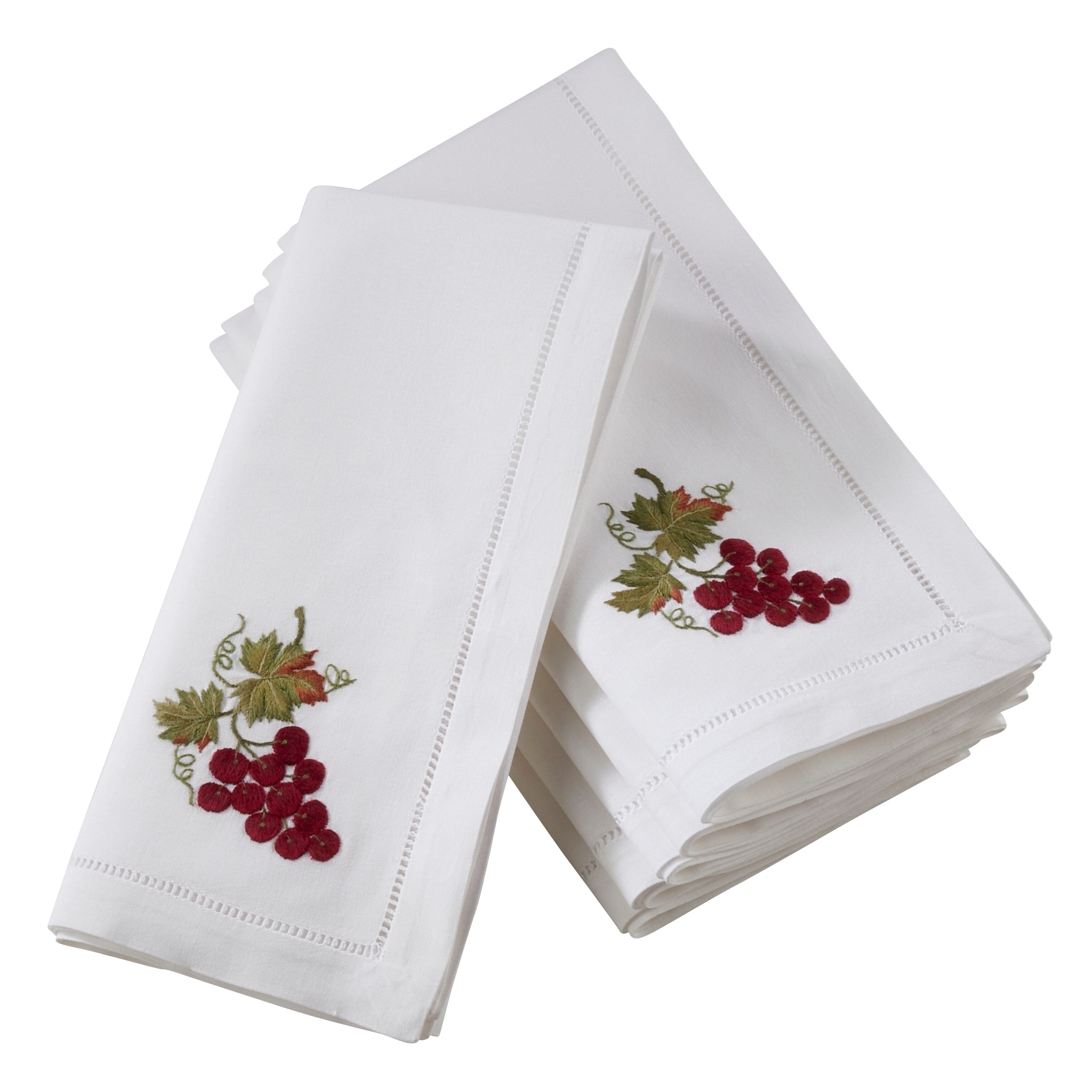 Saro Lifestyle Cotton Table Napkins with Embroidered Grape Design (Set