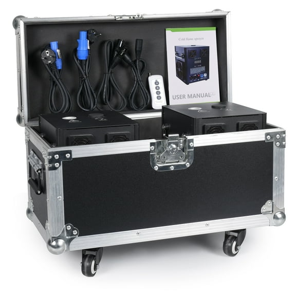2pcs Cold Spark Firework Machine, 3 Gears Height Adjustable DMX Stage Effect Machine with Flight Case for Wedding Stage DJ Disco Dance Show,Black