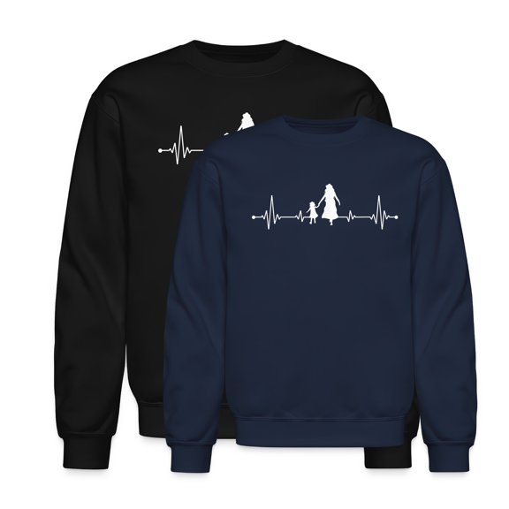 EcoLoom S Mum Daughter Heartbeat Mother's Day Mother Long Sleeve Unisex Midweight Crewneck Sweatshirt