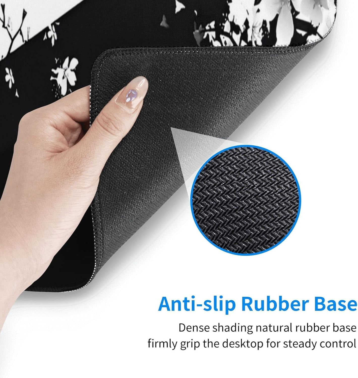 PrimeCook Shop Japanese Life Death Keyboard Mat, Black White Japanese Anime Gaming Mouse Pad for Desk with Anti-Slip Rubber Base and Stitched Edges, Japanese Sakura Pagoda Sun Mouse Pad