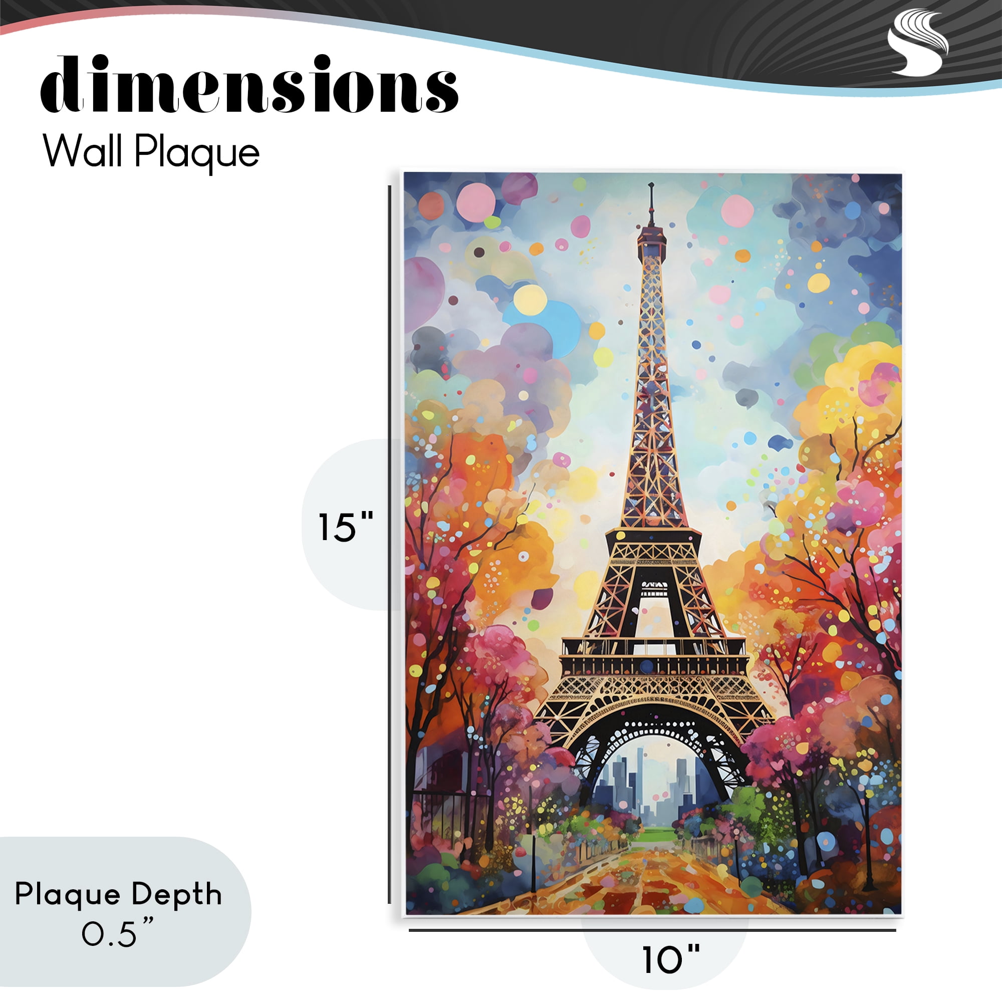 Stupell Industries Eiffel Tower with Colorful Trees Wall Plaque Art, design by Creative Studio
