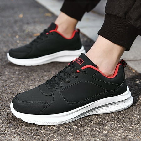 

NEGJ Mens Shoes Casual Fashion Large Size Leather Solid Color Lace Up Casual Shoes Running Sneakers