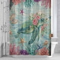 thumbnail image 2 of Vintage Sea Turtles Bathroom Shower Curtain, Pink Flower Shell Starfish Coral Ocean Watercolor Waterproof Washable Soft Bath Curtain for Bathtub Decor with 12 Hooks&Grommet, 60x72 Inch, 2 of 9