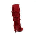 thumbnail image 6 of Fesfesfes Fuzzy Boots for Women Shoes Retro Solid Color Ethnic Style Suede Fringed Metal Decoration Female High US:8.5(41), 6 of 9