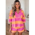 thumbnail image 2 of ZhiHiMeRi Striped Women's 2-Piece Short Set with Half Zip – High Waist Casual Outfit for Game Day XL, 2 of 6