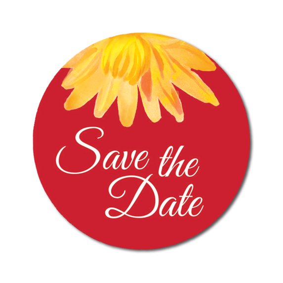 Darling Souvenir 45 Pcs Round Envelope Seal Red Aster Flower Save The Date Stickers DIY-1.6 Inches