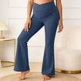 thumbnail image 5 of Gyujnb Cross V Waist Maternity Bootcut Jeans Stretch Denim High Waist Belly Support Slim Flared Pregnancy Daily Trousers,L, 5 of 5