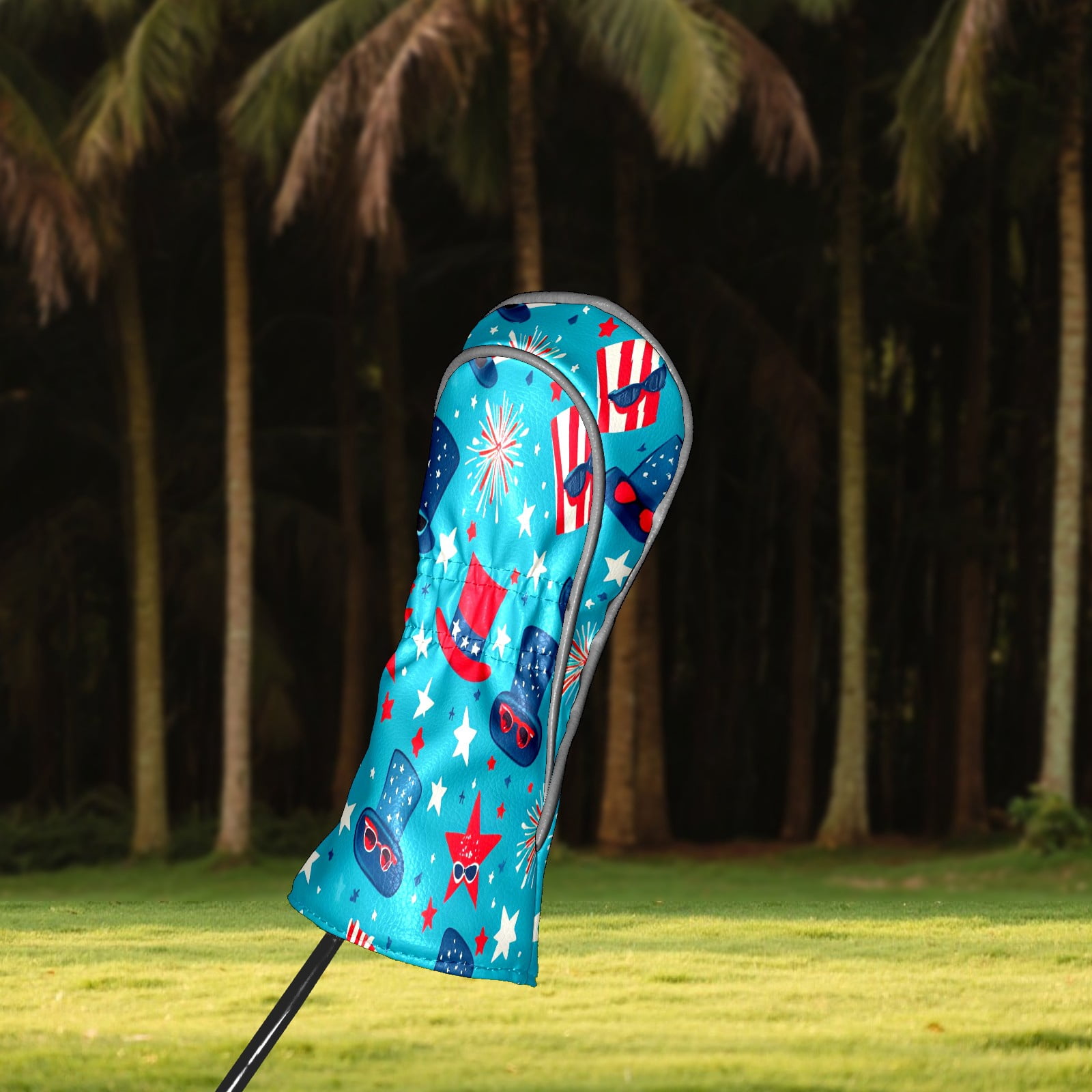 Golf Club Covers, RedBlue BalloonRose Premium PU Leather Driver Hybrid Putter Head Covers with Velvet Lining, Waterproof Golf Gifts for Men Women