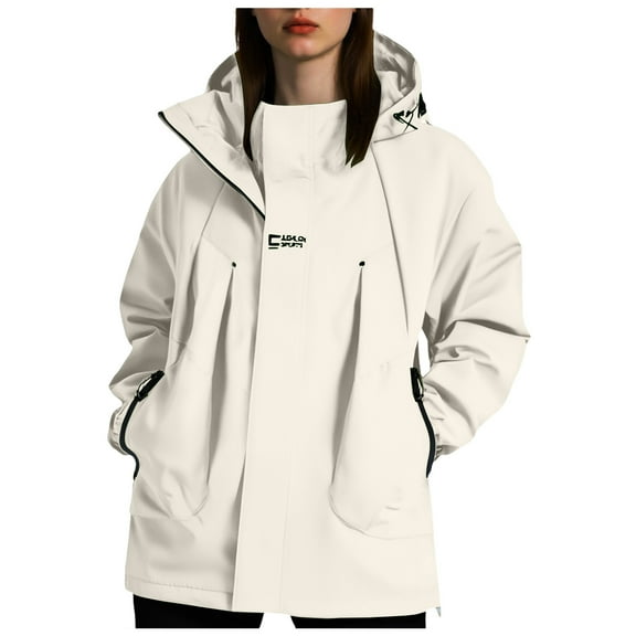 Hessimy Womens Jacket Zip Up Snap Buttons Lightweight Utility Anorak Field Coat Outwear(Khaki,S)