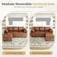 thumbnail image 3 of YODOLLA Canapé-Lit, Sofa-Lit 3 en 1 avec Fauteuil de Rangement, Canapé en Similicuir en Forme de L, Sectionnel avec Lit Escamotable Style Mi-Siècle Moderne pour Salon en Liquidation, Canapé-Lit Confortable Brun, 3 of 9