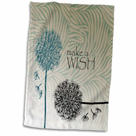 3dRose Inspired Teal Make A Wish Dandelion Flowers - Towel  15 by 22-inch