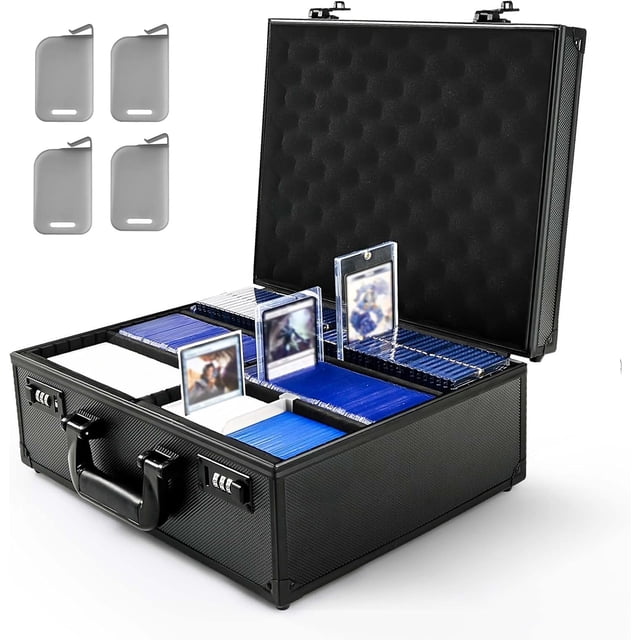 Boîte de Rangement pour Cartes à Collectionner avec Cadenas à Combinaison, Boîte de Rangement pour Toploader pour Cartes Rigides 3 Pouces X 4 Pouces 35pt, Étui Rigide de Rangement Top Loader, Étui pour Cartes de Sport (Tient 600+ Toploaders, Noir)