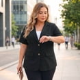 thumbnail image 3 of Agnes Orinda Women's Plus Size Blazers Casual Short Sleeve Notched Lapel Wear-to-Work Blazer Suit Jacket 2X Black, 3 of 7