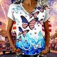 thumbnail image 2 of DHFJKG 250 Years Anniversary USA Shirts For Women Short Sleeve V Neck T Shirt American Flag Print 4Th Of July Independence Day Tee Top, 2 of 4