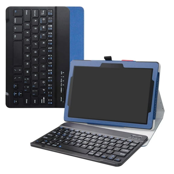 Labanema 10.1" Lenovo Tab E10 2018 Bluetooth Keyboard Case, PU Leather Folio Stand Protective Case, Cover for 10.1" Lenovo Tab E10 2018 (Blue)