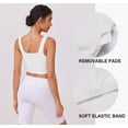 thumbnail image 4 of PINSPARK Longline Sports Bras for Women Workout Tanks Soft Square Neck Padded Crop Top Yoga Tank Tops Built in Bra, 4 of 9