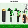 thumbnail image 6 of 25ft Garden Hose, Metal Stainless Steel Water Hose w/ 10 Functional Nozzles & 3/4 inch Brass Fittings, Flexible, Kink&Tangle Free, Puncture Resistant, Heavy Duty Water Pipe for Yard&Outdoor(Sliver), 6 of 9