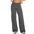 thumbnail image 2 of Dark Gray Straight Leggings with Pockets for Women No Front Seam Workout Athletic Leggings High Waist Wide Leg Yoga Pants Dark Gray 2XL, 2 of 5