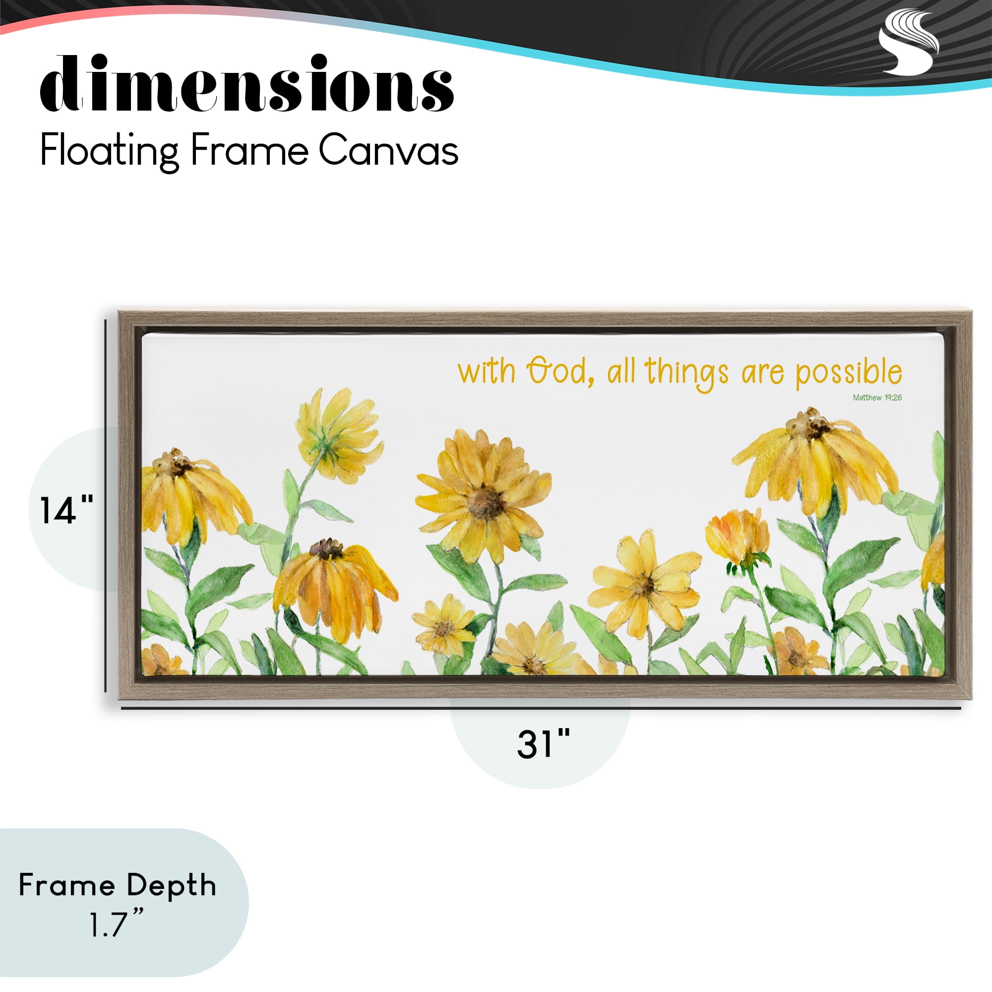 Stupell Industries With God Proverb & Daisies Brown Framed Floater Canvas Wall Art, design by Lanie Loreth