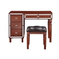 thumbnail image 3 of DeeHome Traditional Formal Cherry Color Vanity Set w Stool Storage Drawers 1pc Bedroom Furniture Set Tufted Seat Stool, 3 of 9