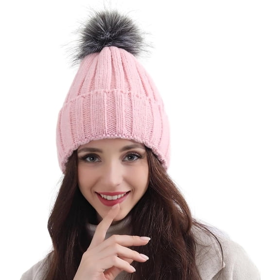 PIKADINGNIS Pom Pom Hat Winter Wear Beanie for Women Warm Winter Hats Cap for Womens Girl