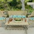 thumbnail image 3 of Jordan Manufacturing 44" x 18" Hixon Caribe Blue Leaves Rectangular Tufted Contoured Outdoor Wicker Settee Bench Cushion, 3 of 14