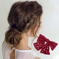 thumbnail image 2 of Unique Bargains 1 Pc Bow Faux Pearls Ribbon Hair Clips Wine Red, 2 of 5